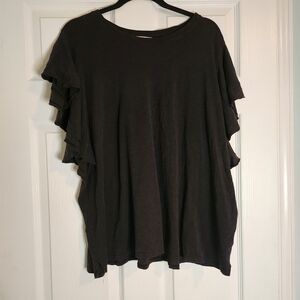 Plus Size Black Terra & Sky Oversized Sleeves Casual or Dress Shirt